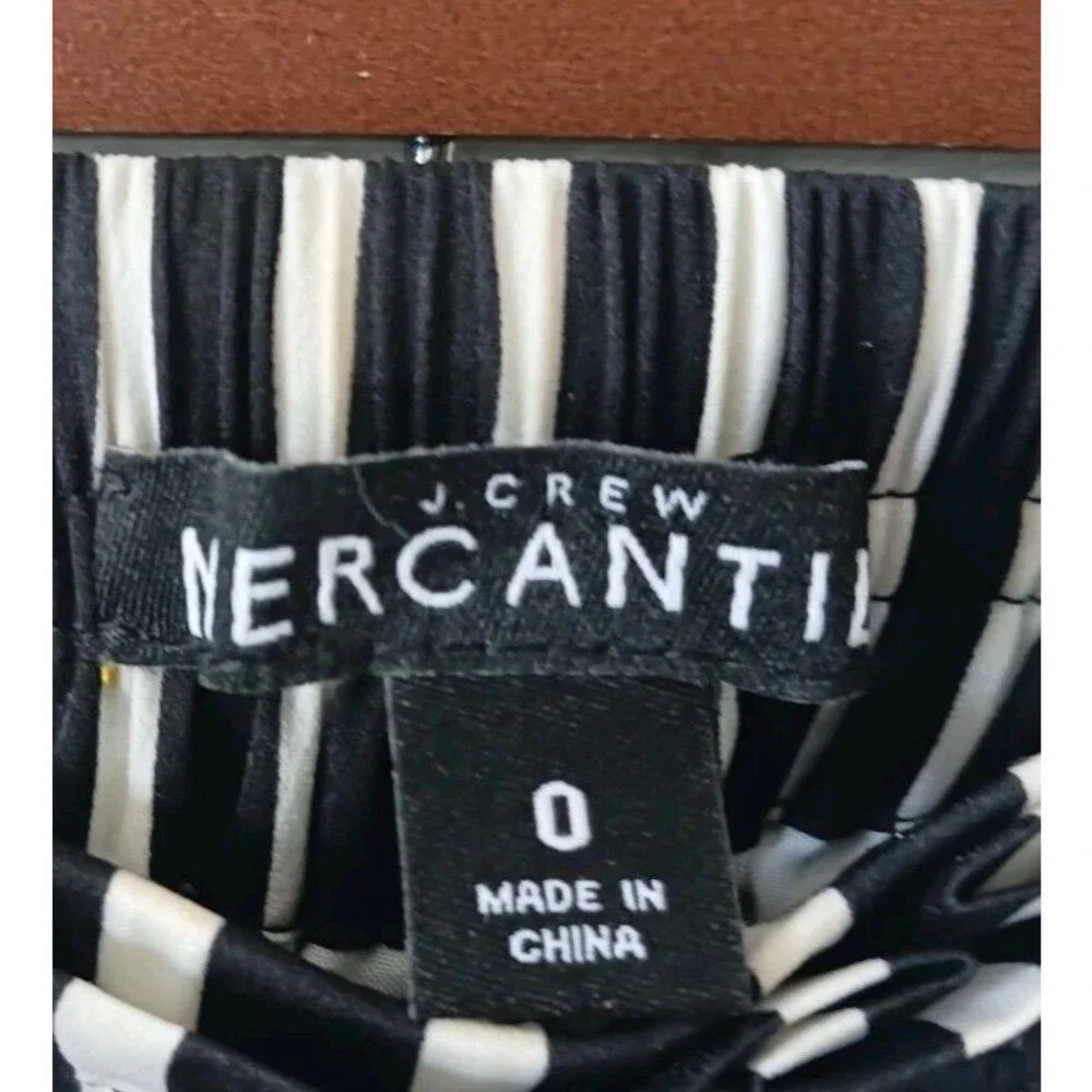 J.Crew Mercantile Pleated Skirt Women 0 Black White Striped Knee Length